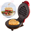 Miniatyrbillede 4 af 4: Mini vaffeljern til enkeltpersoner eller snacks, med nem rengøring, non-stick sider, rød hjerte 4 tommer