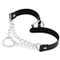 Pikkukuva 3 / 5: Choker Heart Collar MUSTA PU Nahkainen Kaulakoru Goth Valjaat Musta