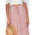 Miniatyrbillede 5 af 5: Kvinders Boho Elastisk Højtaljet A-Linje Ruffle Swing Strand Maxi Nederdel med Lommer XL