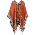 Miniatyrbilde 5 av 5: Dame Vinter Trykt Åpen Front Poncho Cape Rutete Sjal