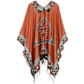 Miniatyrbillede 5 af 5: Dame Vinter Trykt Åben Front Poncho Cape Plaid Shawl