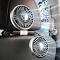 Miniatyrbilde 3 av 5: Dobbelthodet USB-bilvifte for baksetet 360 graders roterende med USB-LED