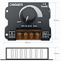 Miniatyrbillede 5 af 5: Dimmer 12V 24V 30A Enkeltfarvet LED Regulator Controller til LED Strip Lysbånd Lampe Belysningsstyring Lysstyrke Sort
