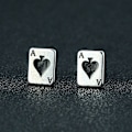 Miniatyrbilde 5 av 5: Rustfrie stål Biker Cockail Party Stud Ørepynt Enkle og kompakte Ess i ermet Ørepynt Poker Titan Stål Dame Ørepynt 2stk 8*6mm