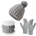Miniatyrbillede 1 af 3: Strikkede Hat Sæt Pompom Beanie Halsvarmer Handsker Vinter Varmt Halsvarmer med Foring 3 Dele til Mænd og Kvinder Vinter Strikkede Hat Sæt Halsvarmer Handsker Kvinder