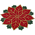 Miniatyrbild 1 av 5: Julduk, Röda Julstjärnor Broderade Dukar, 16 Tum Runda Jul Broderade Dukar, Julblommformad Duk för Jul