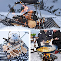 Miniatyrbilde 5 av 5: Foldbar Bålstand, Jern Campingovn Stativ, Utendørs Matlagingsstativ, Åpen Ild, Campingtripod, Matlagingstilbehør