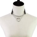 Pikkukuva 5 / 5: Choker Heart Collar MUSTA PU Nahkainen Kaulakoru Goth Valjaat Musta
