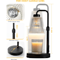 Miniatyrbillede 4 af 5: Stearinlysvarmer Lampe med Timer, Justerbar Højde Stearinlysvarmer, Dæmpbar, Hjemmeindretning, Voksvarmer Lampe til Glaslys med 2 Pærer, Sort