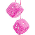 Miniatyrbild 1 av 5: 2-pack fluffiga tärningar för bil 2,75 tum retro-stil bilkuber fyrkantiga hängande prydnader för bilinredning