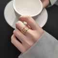 Miniatyrbillede 4 af 4: Unisex rustfrit stål solidt krydsende flettet crossover uendelighed chunky statement ring, 19cm