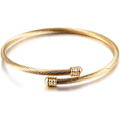 Miniatyrbillede 1 af 4: Rustfrit stål kabeltråd åben manchet justerbar størrelse bangle armbånd