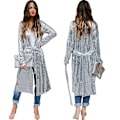Miniatyrbillede 1 af 5: Dame Sequin Jakke Åben Front Blazer Casual Langærmet Frakke-XXL