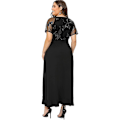 Miniatyrbillede 2 af 5: Plus Size Empire Taille Maxi Kjole Ruffle Split Semi Sheer Ensfarvede Kjoler 3XL