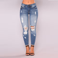 Miniatyrbilde 1 av 5: Kvinners høye midje skinny stretch ripped jeans ødelagt denim bukser XL
