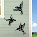 Pikkukuva 2 / 5: 3 kappaleen ontto metalli kolibri seinäkoriste, musta