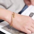 Miniatyrbillede 3 af 4: Rustfrit stål kabeltråd åben manchet justerbar størrelse bangle armbånd