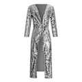 Miniatyrbillede 2 af 5: Dame Sequin Jakke Åben Front Blazer Casual Langærmet Frakke-XXL