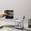 Miniatyrbillede 4 af 5: Køkkenvask Svamp Holder, Rustfrit Stål Køkkenarrangør, Køkken Svamp Opbevaring, Vaskemiddel (Sort)