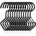 Miniatyrbilde 1 av 5: 12 stk S-kroker med løkke, 101 mm S-krok Heavy Duty Metallkrok, Multifunksjonskrok, for kjøkken, bad, soverom og kontor (svart)