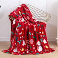 Miniatyrbillede 2 af 3: Elegant Comfort Luksuriøs Super Blød Juletrykte Fleece Tæppe - Juletema Hjemmeindretning Fuzzy Varmt og Hyggeligt Tæpper til Vinter Sengetøj, Sofa og G