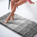 Miniatyrbild 5 av 5: Badrumsmatta, lyxig mjuk bekväm plysch absorberande mikrofiber badrumsmatta, extra tjock halkfri lurvig duschmatta, maskintvättbar, badmatta för badrumsgolv, badkar, 24\"x17\", grå