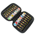Miniatyrbilde 3 av 5: Fiskesluk, 16 stk Fiskeskjeer Sluk Metall Agner Fiskeskjeer, for Ørret Bass Casting Spinner med Oppbevaringsveske