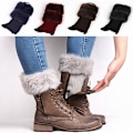 Miniatyrbild 4 av 5: Kvinnors höst vinter mode lurvig ribbade boot cuffs boot toppers benvärmare