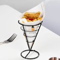 Miniatyrbillede 5 af 5: Fransk Fritter Display Stativ, Sort 3 Dele Robust Konisk Fritter Kegleholder til Familier Restauranter Cafeer Barer Snackbarer Bryllupper Fester