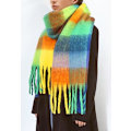 Miniatyrbild 2 av 4: Damregnbågsfärger Scarf Vinter Stor Färgglad Rutig Tjock Varm Mjuk Sca