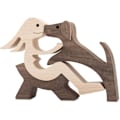 Miniatyrbillede 1 af 5: Håndlavet træstatue, siddende kvinde og hund, trædekorationspyntegenstand