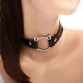 Miniatyrbillede 1 af 5: Choker O-ring CAT Kat Kitty Øre Sort PU Læder Kawaii Anime Sort