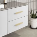 Miniatyrbillede 5 af 5: 6 stk. Børstet Messinggreb Guld Køkken Skab Greb -Skab Greb Børstet Messing Møbelgreb Centerafstand 64mm