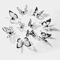 Miniatyrbillede 4 af 5: 36 stk. 3D-sommerfugle med glitter i sort/hvid I vægklistermærker til stue, børneværelse, pigeværelse, køkken, badeværelse, fliser, hjemmemøbler, Adu