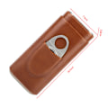 Miniatyrbillede 2 af 5: Premium 3-Finger Brun Læder Cigar Etui, Cedertræforet Cigar Humidor med Sølv Rustfrit Stål Cutter 16.5*7.5*3.8CM