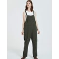 Miniatyrbillede 3 af 5: Dames Mode Løs Hør Overalls ArmyGreen XXL