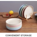 Miniatyrbilde 5 av 5: 4 stk. 7,8 tommers hvetestengel middagstallerkener, mikrobølgeovn og oppvaskmaskin trygge, lette bpa-frie salat/kake/dessertfat for baby barn, småbarn, anti-fall