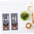 Miniatyrbillede 3 af 5: 4 Styk Jule-Filt Bestikholdere, Julebestikpose, Julebestikholder, Julemandskostume Bestik, Julebestikpose Dekoration