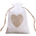 Miniatyrbillede 2 af 4: 25 stk. Juteposer med Hjertemønster Snøreposer Slik Gaveposer Jute Dåbsposer 10*14CM