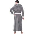 Miniatyrbild 2 av 3: Herrbadrock Tjock Fleece Varm Hoody Wrap Robe Sovkläder Grå L