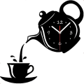 Miniatyrbilde 1 av 5: DIY Akryl Kaffe Kopp Tekanne Form 3D Veggklokke Dekorativ Kitc