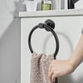 Miniatyrbillede 5 af 5: Håndklædeholder til badeværelsesvæg, mat sort håndklædering i rustfrit stål S
