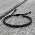 Miniatyrbild 2 av 3: Handgjort snörearmband kompatibelt Kvinnor Män Flickor Pojkar Enkelt Svart Br