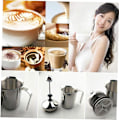 Miniatyrbilde 2 av 5: Kaffe Cappuccino Melkeskummer Dobbelt Mesh Latte Giftfri Rustfritt Stål Rører