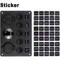 Miniatyrbilde 3 av 5: 12v / 24v Kontrollpanel, 5 Grupper Av Vippebryterpaneler, Med 5v 4.2a Dobbel Usb-Lader, Vanntett Led-Voltmeter