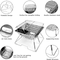 Miniatyrbillede 3 af 5: Foldbar Campingbålsplads, 304 Rustfrit Stål Grill, Rustfrit Stål Klips, Robust Bærbar Campinggrill med Bærepose til Bål, Camping, Pi