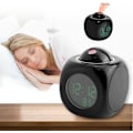 Miniatyrbillede 4 af 5: Projektionsvækkeur, Projektionsdigitalvækkeur, Vækkeur med indendørs temperaturvisning LCD-skærm og projektion, usb