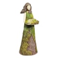 Miniatyrbillede 1 af 5: Pigehave statue i harpiks, fe pige skov pige udendørs fuglefoder,
