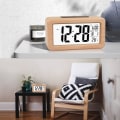 Miniatyrbild 4 av 5: Enkel inställning Trä Digital väckarklocka med temperatur, Digital väckarklocka, Datum, Bakgrundsbelysning, Snooze