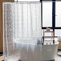 Miniatyrbillede 5 af 5: Anti-meldug bruseforhæng 180 x 200 cm, 3D semi-transparent EVA vaskbare bruseforhæng med 12 kroge, vandtæt antibakteriel hurtigtørrende, compa
